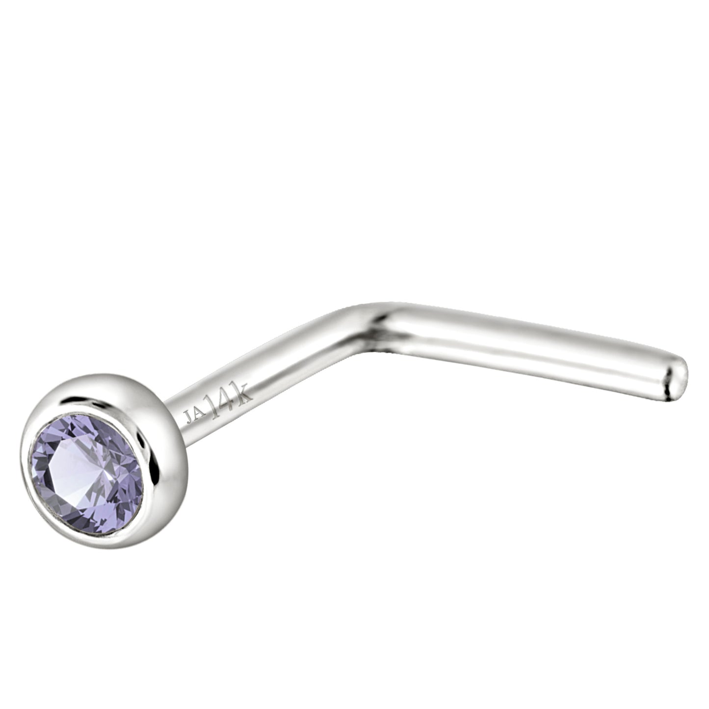 Jewelry Avalanche 22G 14K Gold Bezel-set Tanzanite L-shape Nose Stud