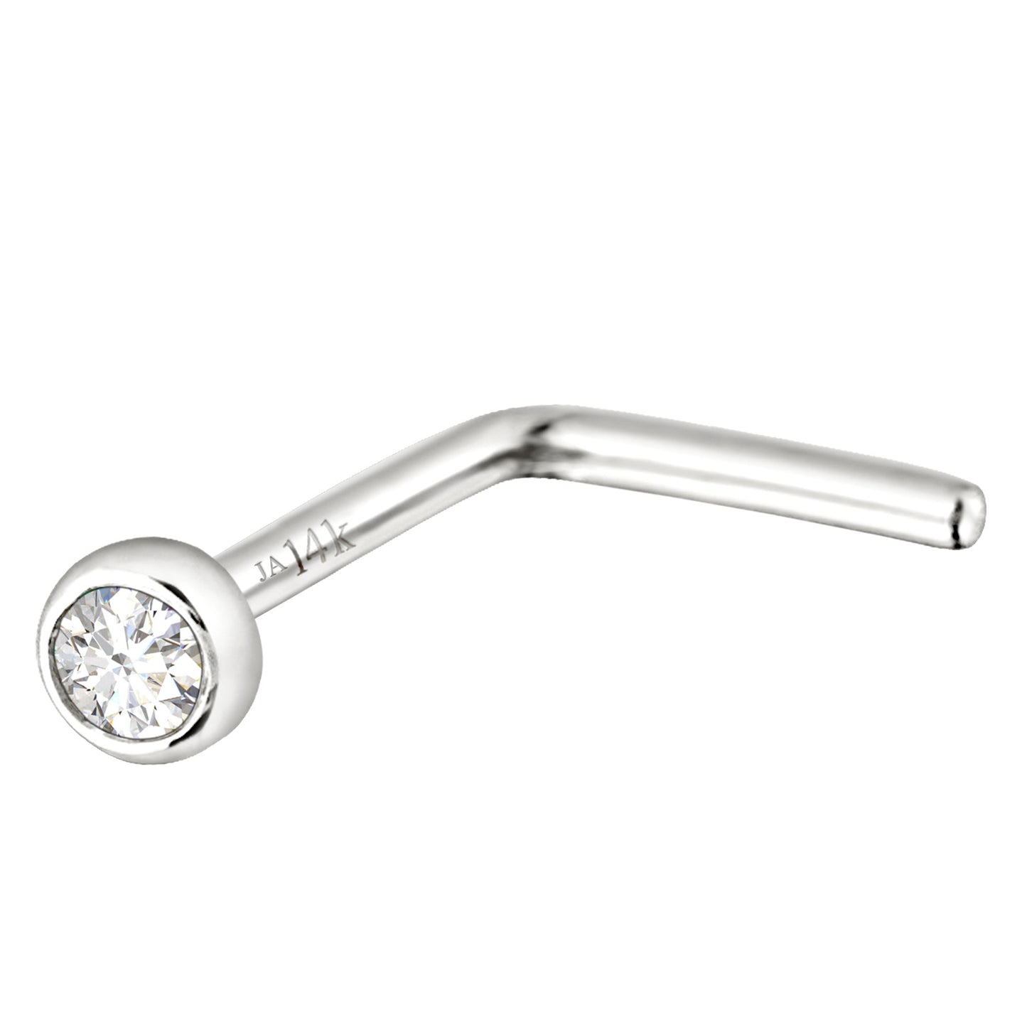 Jewelry Avalanche 22G 14K Gold Bezel-set Diamond L-shape Nose Stud