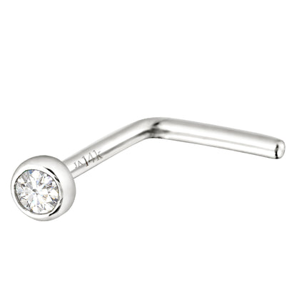 Jewelry Avalanche 22G 14K Gold Bezel-set Diamond L-shape Nose Stud