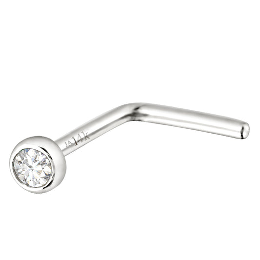 Jewelry Avalanche 22G 14K Gold Bezel-set Diamond L-shape Nose Stud