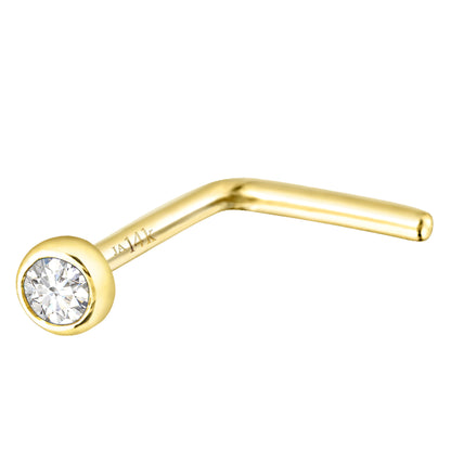 Jewelry Avalanche 22G 14K Gold Bezel-set Diamond L-shape Nose Stud