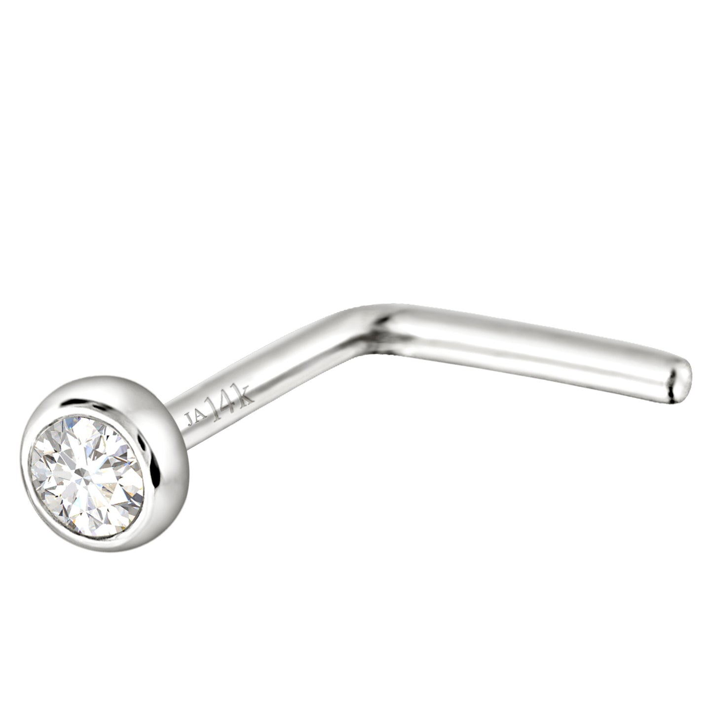 Jewelry Avalanche 22G 14K Gold Bezel-set Diamond L-shape Nose Stud