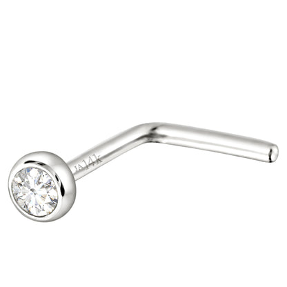 Jewelry Avalanche 22G 14K Gold Bezel-set Diamond L-shape Nose Stud