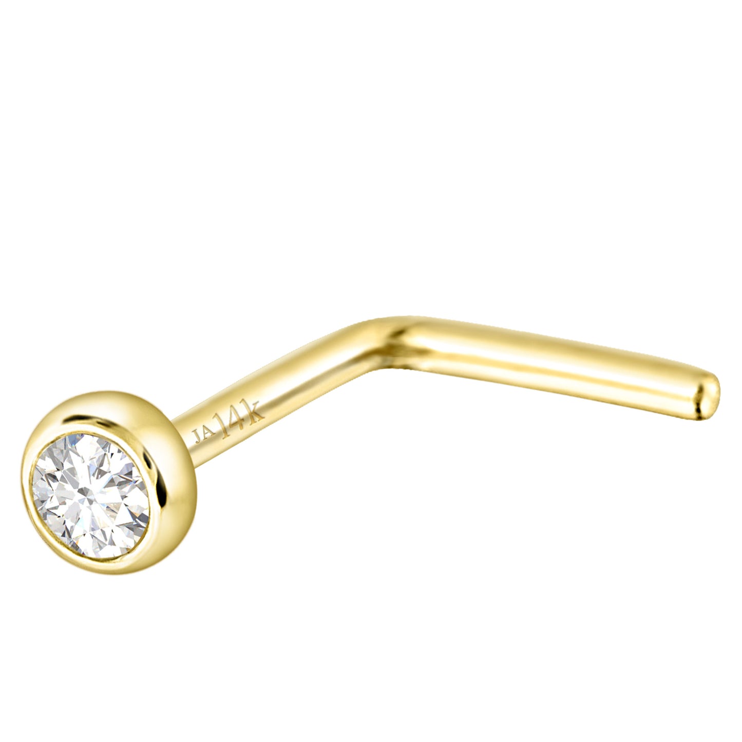 Jewelry Avalanche 22G 14K Gold Bezel-set Diamond L-shape Nose Stud
