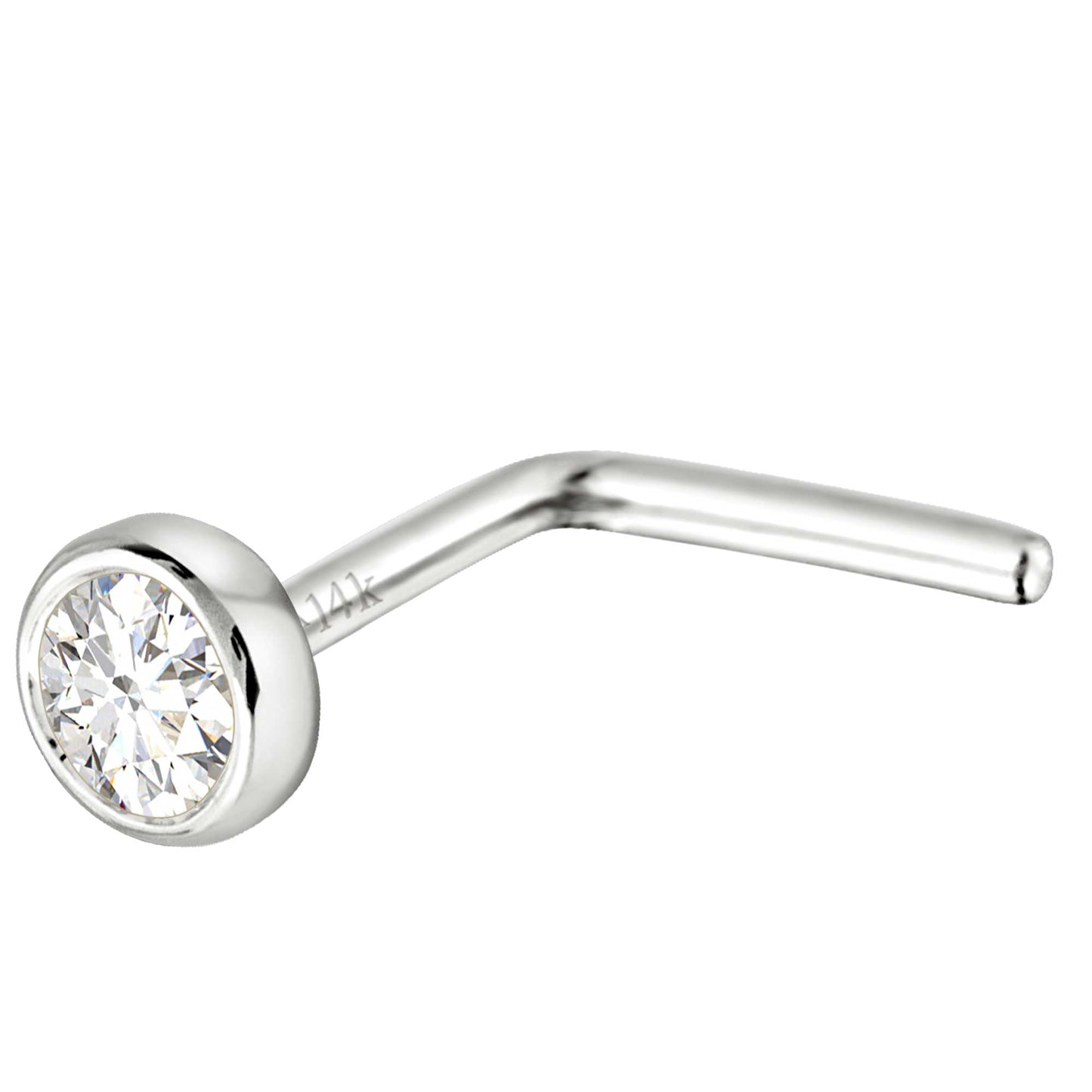 Jewelry Avalanche 22G 14K Gold Bezel-set Diamond L-shape Nose Stud
