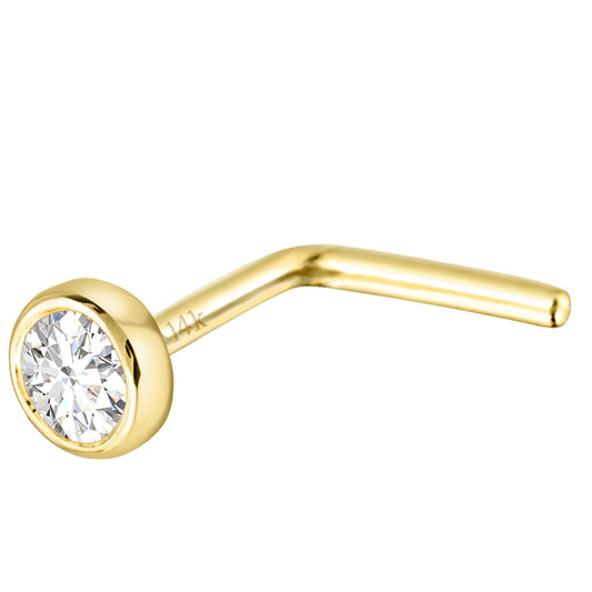 Jewelry Avalanche 22G 14K Gold Bezel-set Diamond L-shape Nose Stud