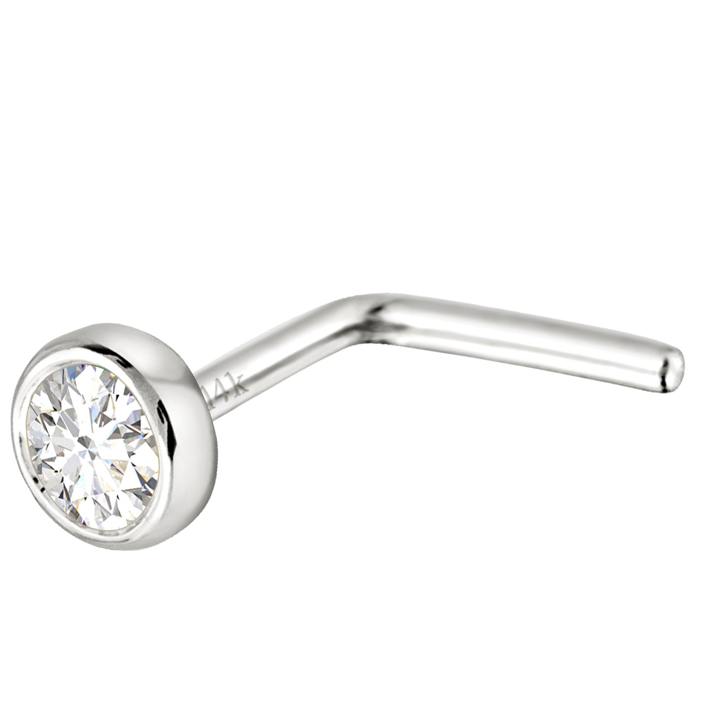 Jewelry Avalanche 22G 14K Gold Bezel-set Diamond L-shape Nose Stud