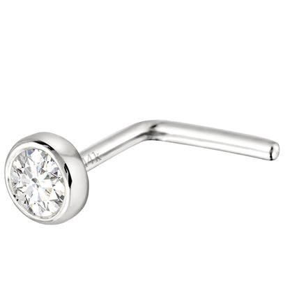 Jewelry Avalanche 22G 14K Gold Bezel-set Diamond L-shape Nose Stud
