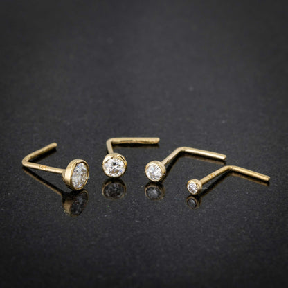 Jewelry Avalanche 22G 14K Gold Bezel-set Diamond L-shape Nose Stud