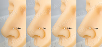 Jewelry Avalanche 1.5mm-3mm CZ Solid 22G 14K Gold L-shape Nose Stud