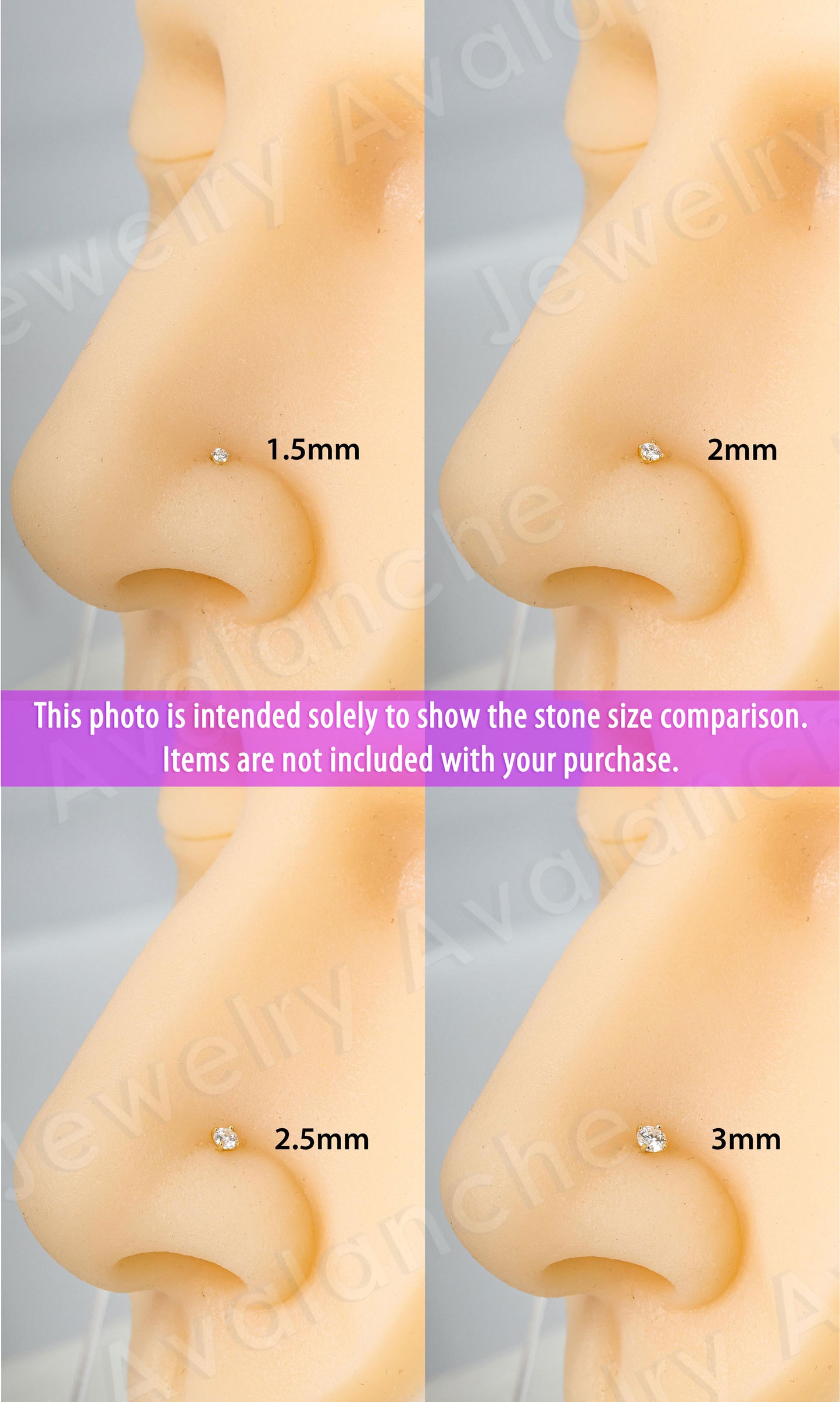 Jewelry Avalanche 22G 14K Gold Ball-end Nose Stud with Blue Diamond