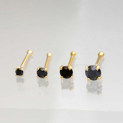 Jewelry Avalanche Black Moissanite 22G 14K Gold Ball-end Nose Stud