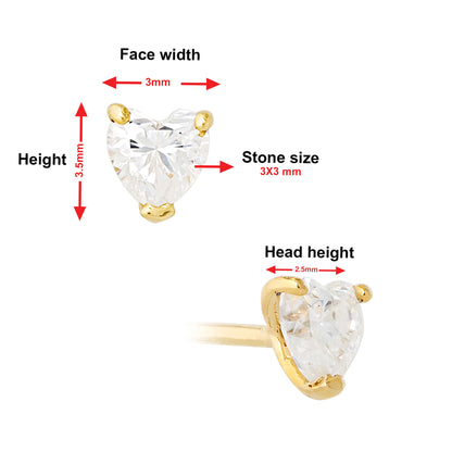 Jewelry Avalanche 22G 14K Gold Heart-shape Moissanite L-Shape Nose Stud
