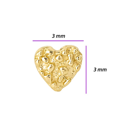 Jewelry Avalanche Solid 14K Yellow Gold Nugget Heart Nose Stud, 22G L-Bend Nose Ring Stud