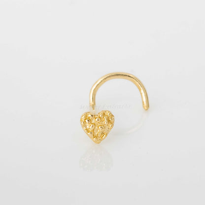 Jewelry Avalanche Solid 14K Yellow Gold Nugget Heart Nose Screw Stud, 22G Screw Nose Ring Stud