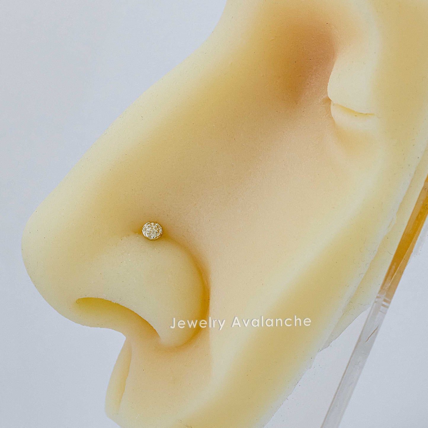 Jewelry Avalanche 20G 14K Yellow Gold Round Nugget L-shape Nose Ring Stud