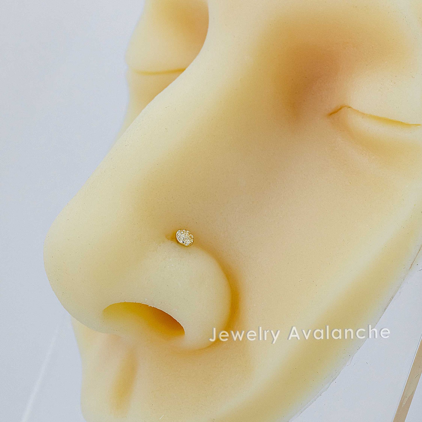 Jewelry Avalanche 20G 14K Yellow Gold Round Nugget L-shape Nose Ring Stud