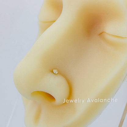 Jewelry Avalanche 20G 14K Yellow Gold Round Nugget L-shape Nose Ring Stud