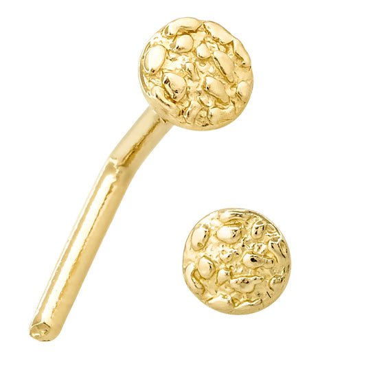 Jewelry Avalanche 20G 14K Yellow Gold Round Nugget L-shape Nose Ring Stud