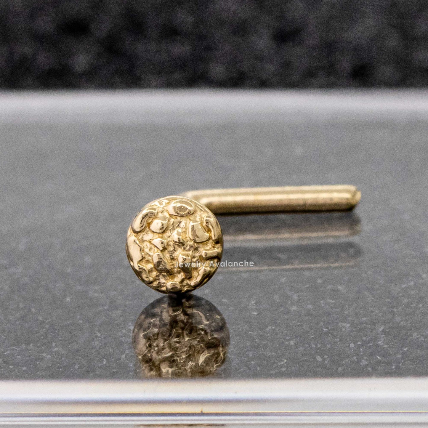Jewelry Avalanche 20G 14K Yellow Gold Round Nugget L-shape Nose Ring Stud