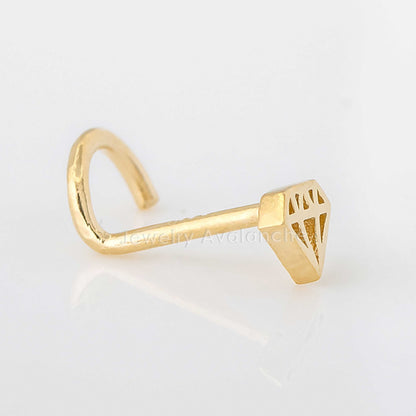 Jewelry Avalanche Diamond icon Top 20G 14K Yellow Gold Nose Screw Nose Ring Stud