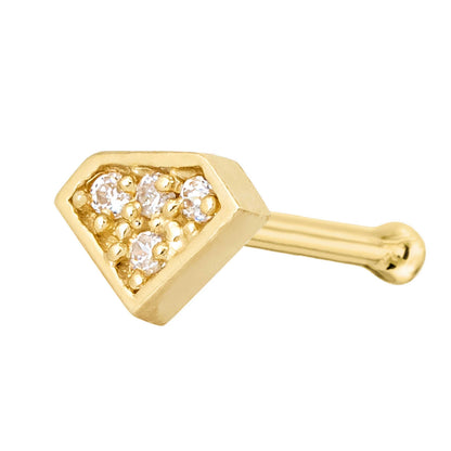 Jewelry Avalanche CZ Accented Diamond icon 20G 14K Yellow Gold Nose Bone Nose Ring Stud