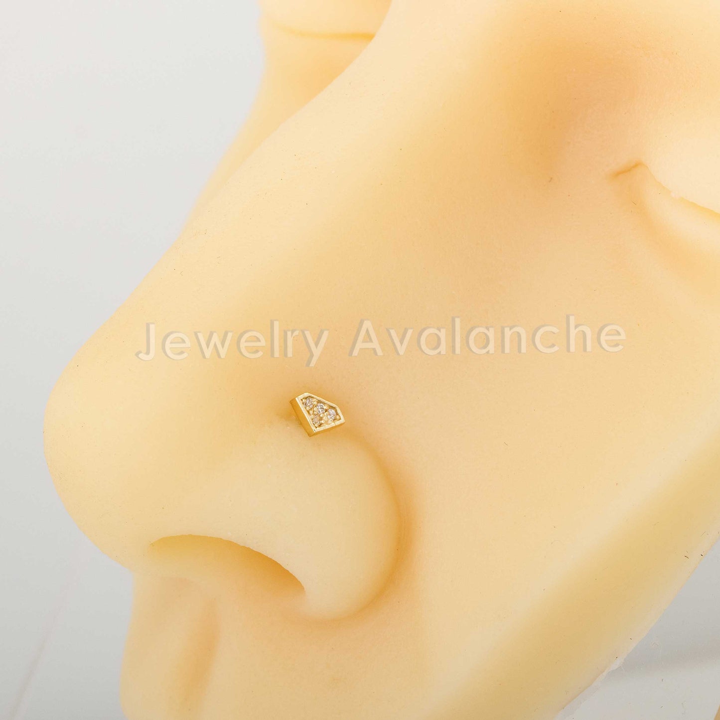 Jewelry Avalanche CZ Accented Diamond icon 20G 14K Yellow Gold Nose Bone Nose Ring Stud