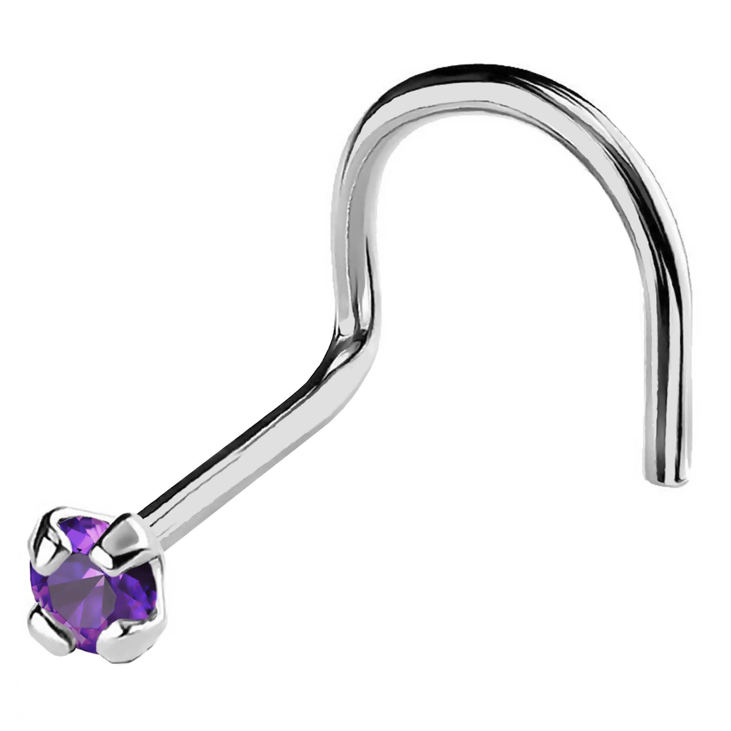 Jewelry Avalanche 22G 14K Gold Nose Screw Nose Stud with Amethyst Gemstone