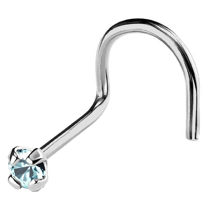 Jewelry Avalanche 22G 14K Gold Nose Screw Nose Stud with Aquamarine Gemstone