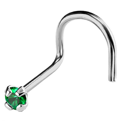Jewelry Avalanche 22G 14K Gold Nose Screw Nose Stud with Emerald Gemstone
