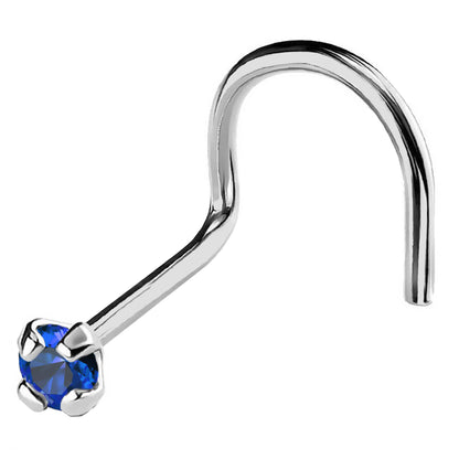 Jewelry Avalanche 22G 14K Gold Nose Screw Nose Stud with Blue Sapphire Gemstone