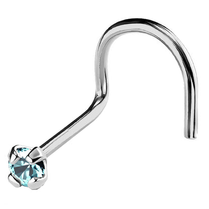 Jewelry Avalanche 22G 14K Gold Nose Screw Nose Stud with Blue Topaz Gemstone