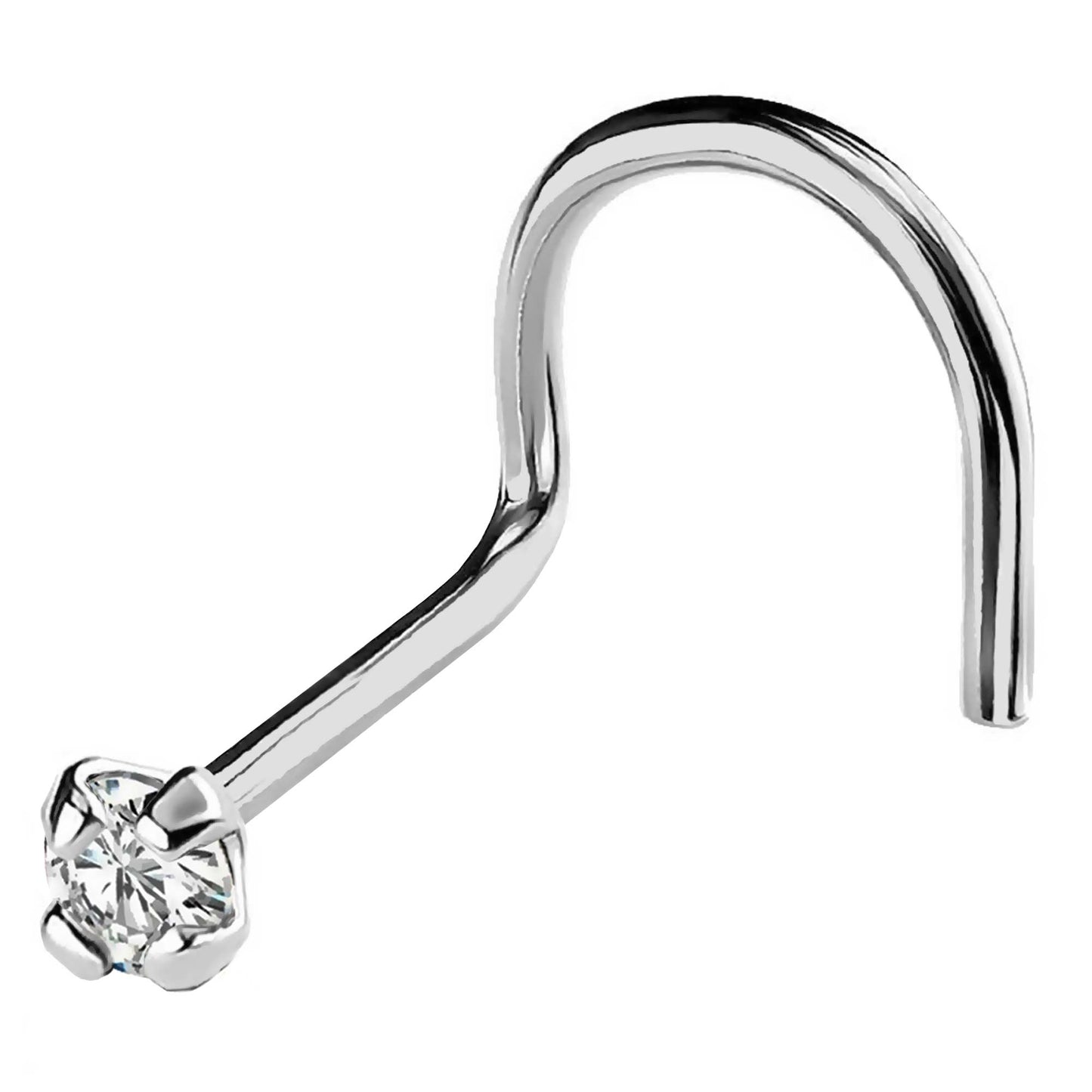 Jewelry Avalanche 22G 14K Gold Corkscrew Nose Stud with Diamond