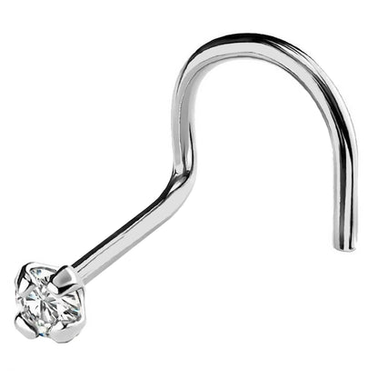 Jewelry Avalanche 22G 14K Gold Corkscrew Nose Stud with Diamond