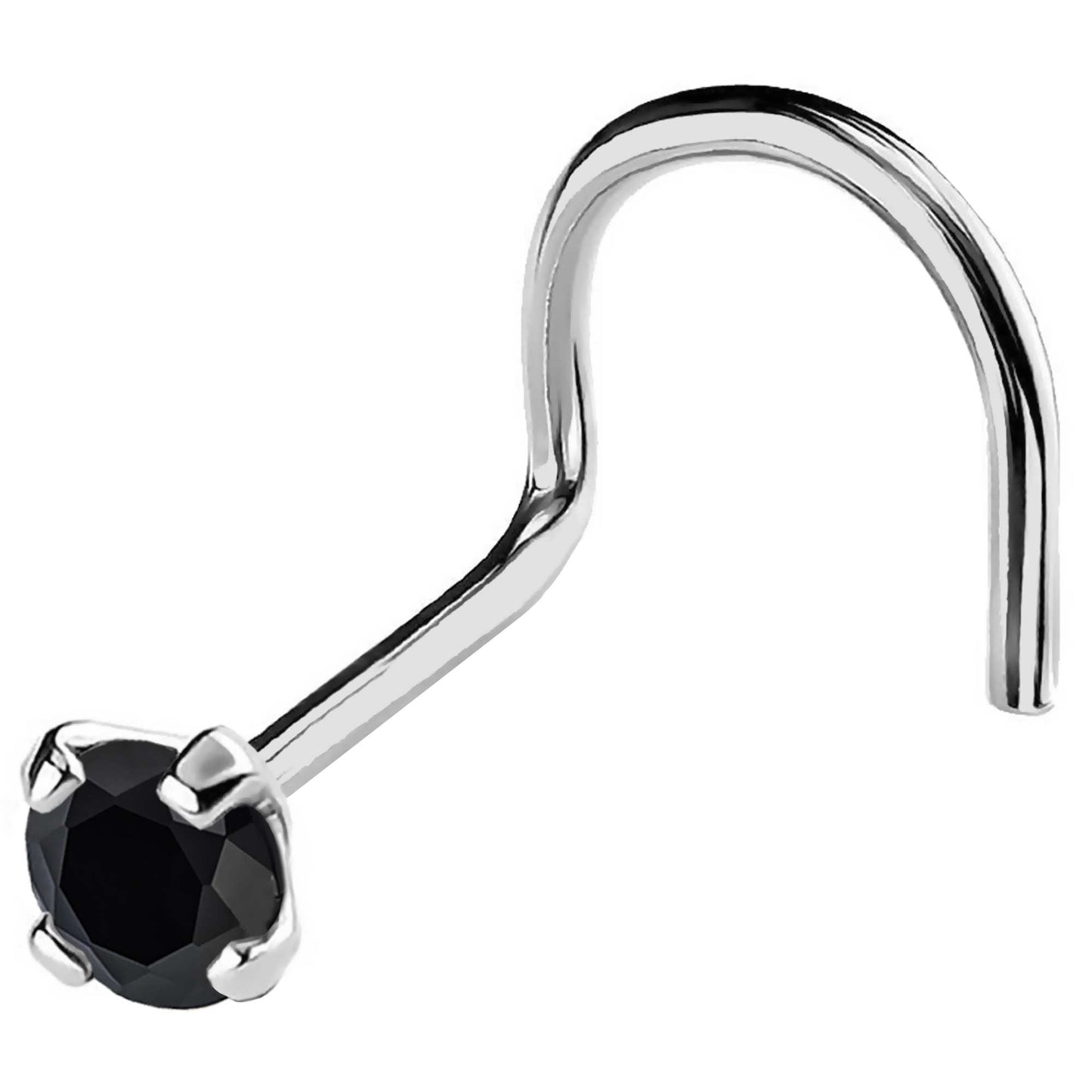 Jewelry Avalanche 22G 14K Gold Nose Screw Nose Stud with Black Diamond