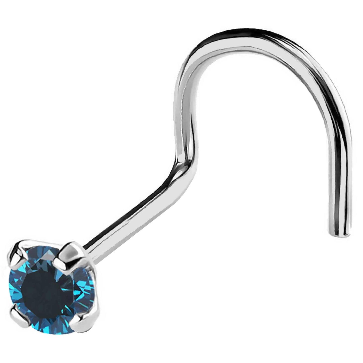 Jewelry Avalanche 22G 14K Gold Nose Screw Nose Stud with Blue Diamond