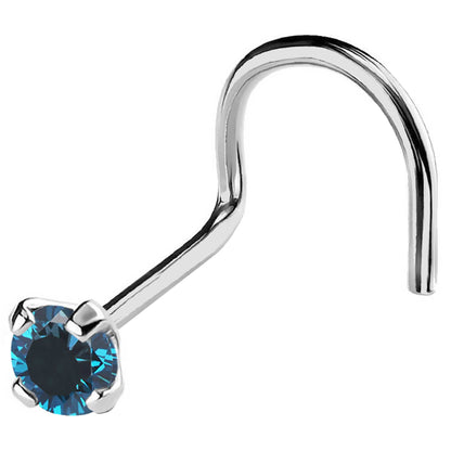 Jewelry Avalanche 22G 14K Gold Nose Screw Nose Stud with Blue Diamond