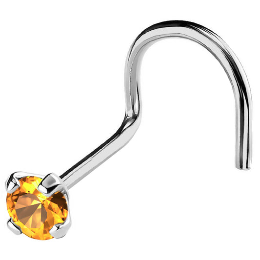 Jewelry Avalanche 22G 14K Gold Nose Screw Nose Stud with Citrine Gemstone