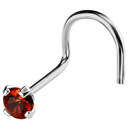 Jewelry Avalanche 22G 14K Gold Nose Screw Nose Stud with Garnet Gemstone