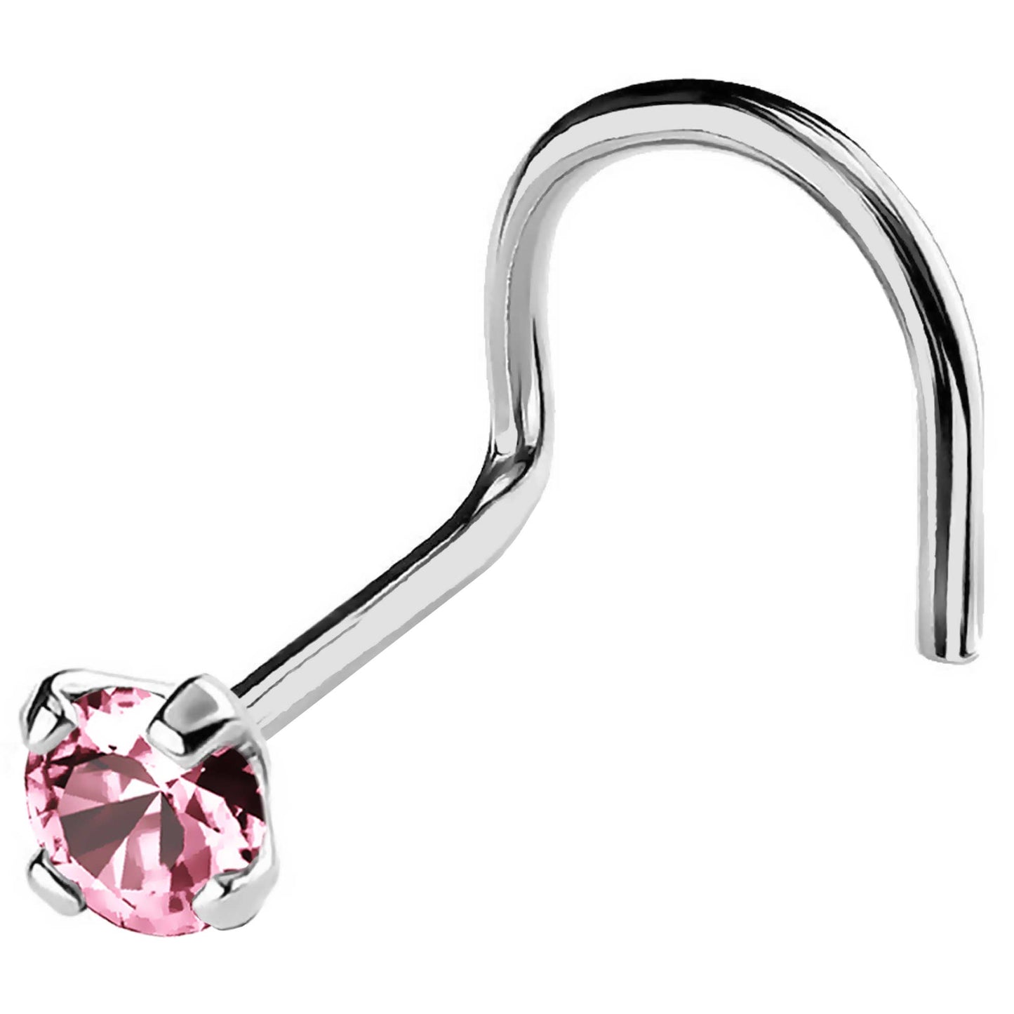 Jewelry Avalanche 22G 14K Gold Nose Screw Nose Stud with Pink Tourmaline Gemstone
