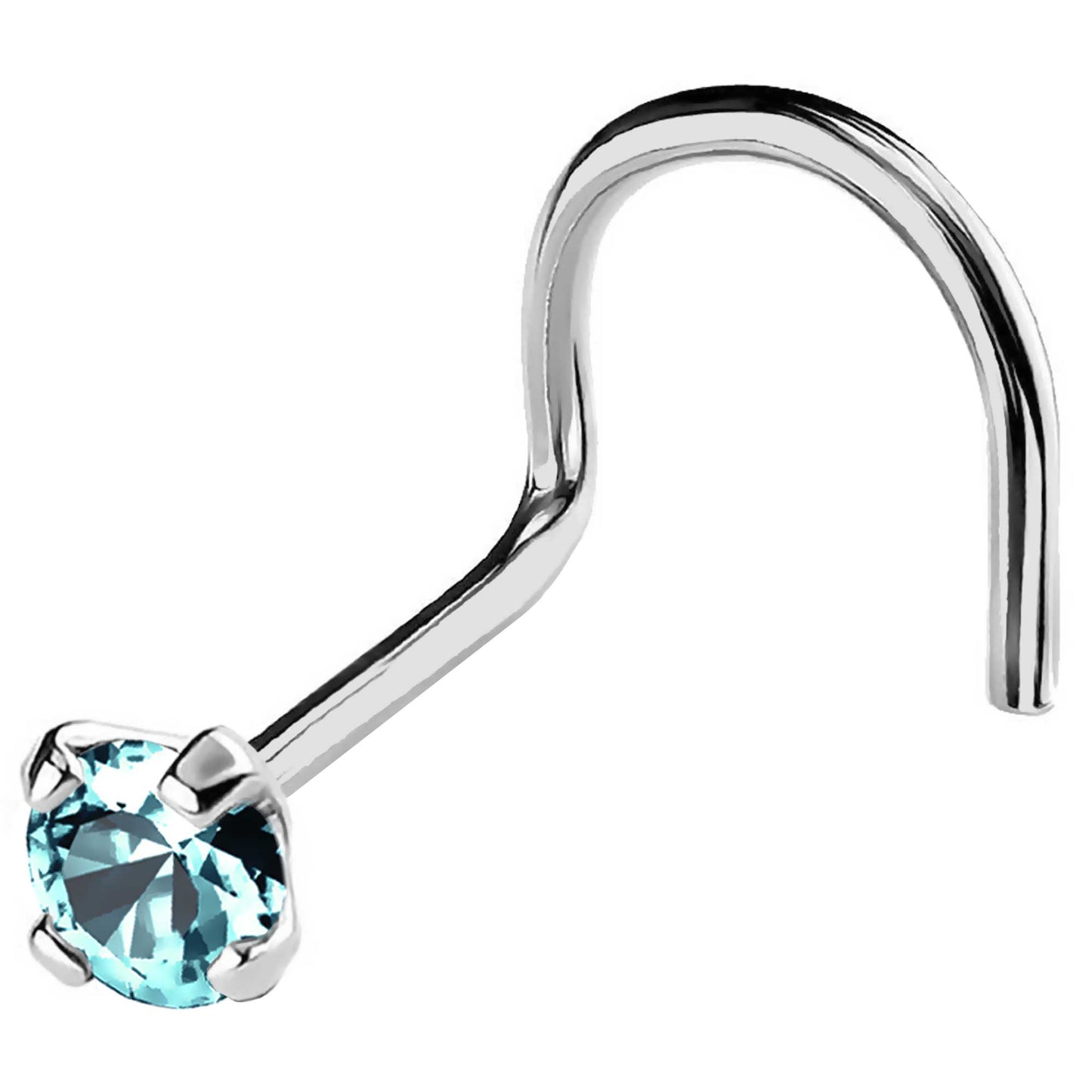 Jewelry Avalanche 22G 14K Gold Nose Screw Nose Stud with Blue Topaz Gemstone