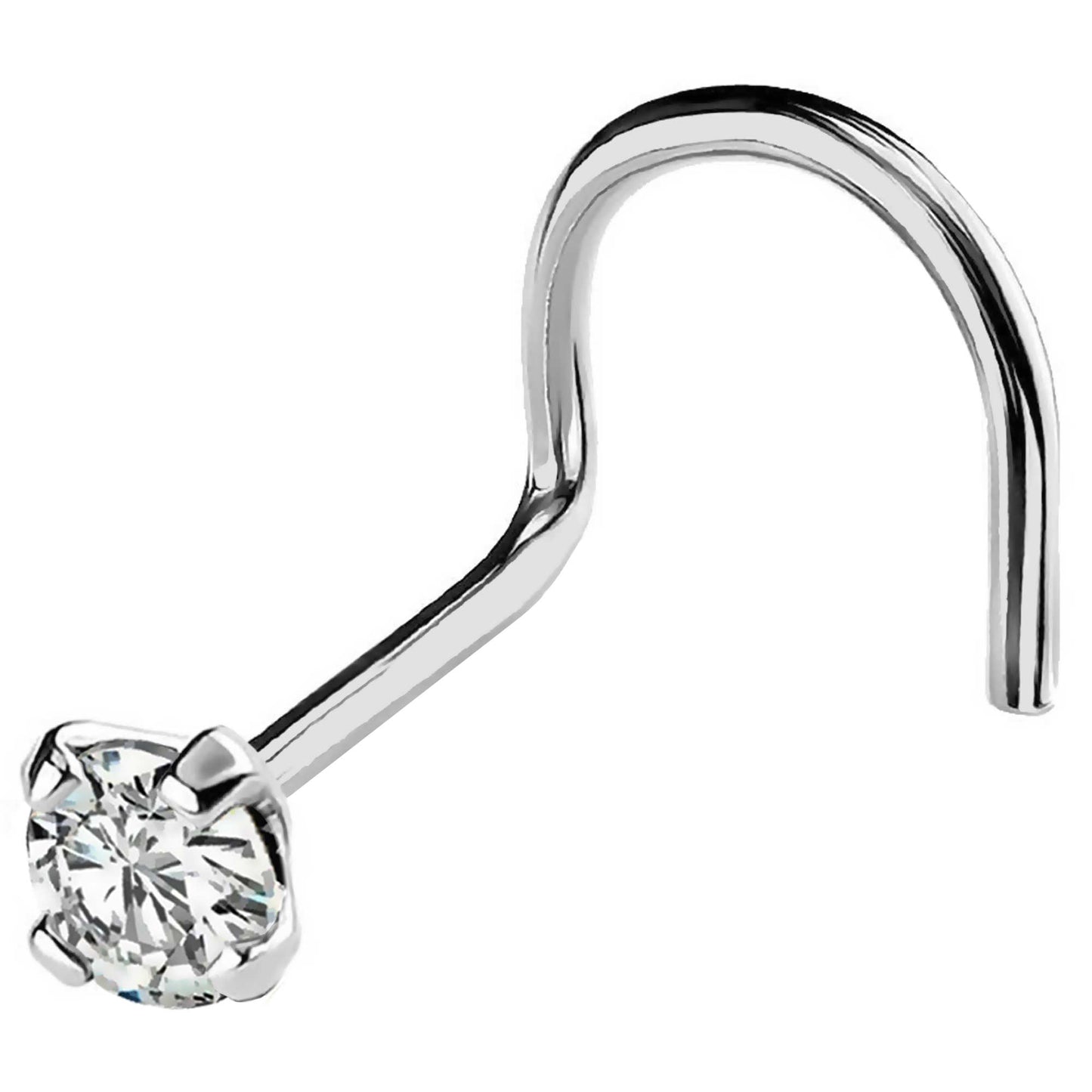 Jewelry Avalanche 22G 14K Gold Corkscrew Nose Stud with Diamond