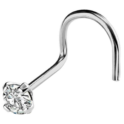 Jewelry Avalanche 22G 14K Gold Corkscrew Nose Stud with Diamond
