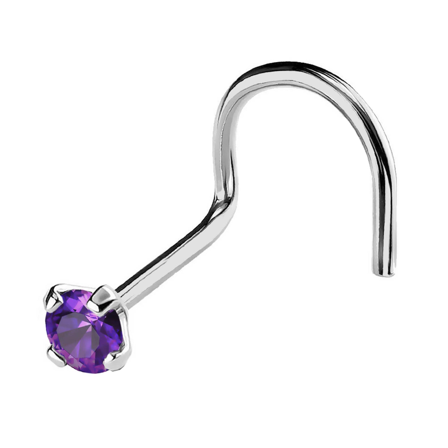 Jewelry Avalanche 22G 14K Gold Nose Screw Nose Stud with Amethyst Gemstone