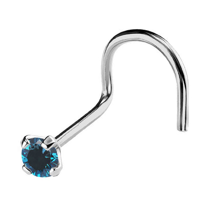 Jewelry Avalanche 22G 14K Gold Nose Screw Nose Stud with Blue Diamond
