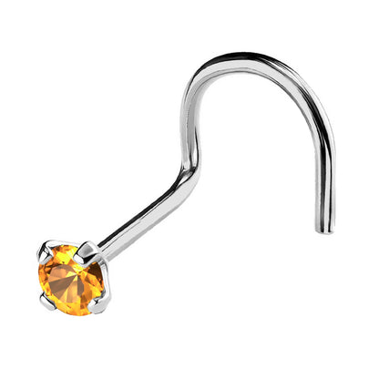 Jewelry Avalanche 22G 14K Gold Nose Screw Nose Stud with Citrine Gemstone