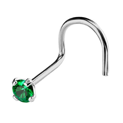 Jewelry Avalanche 22G 14K Gold Nose Screw Nose Stud with Emerald Gemstone
