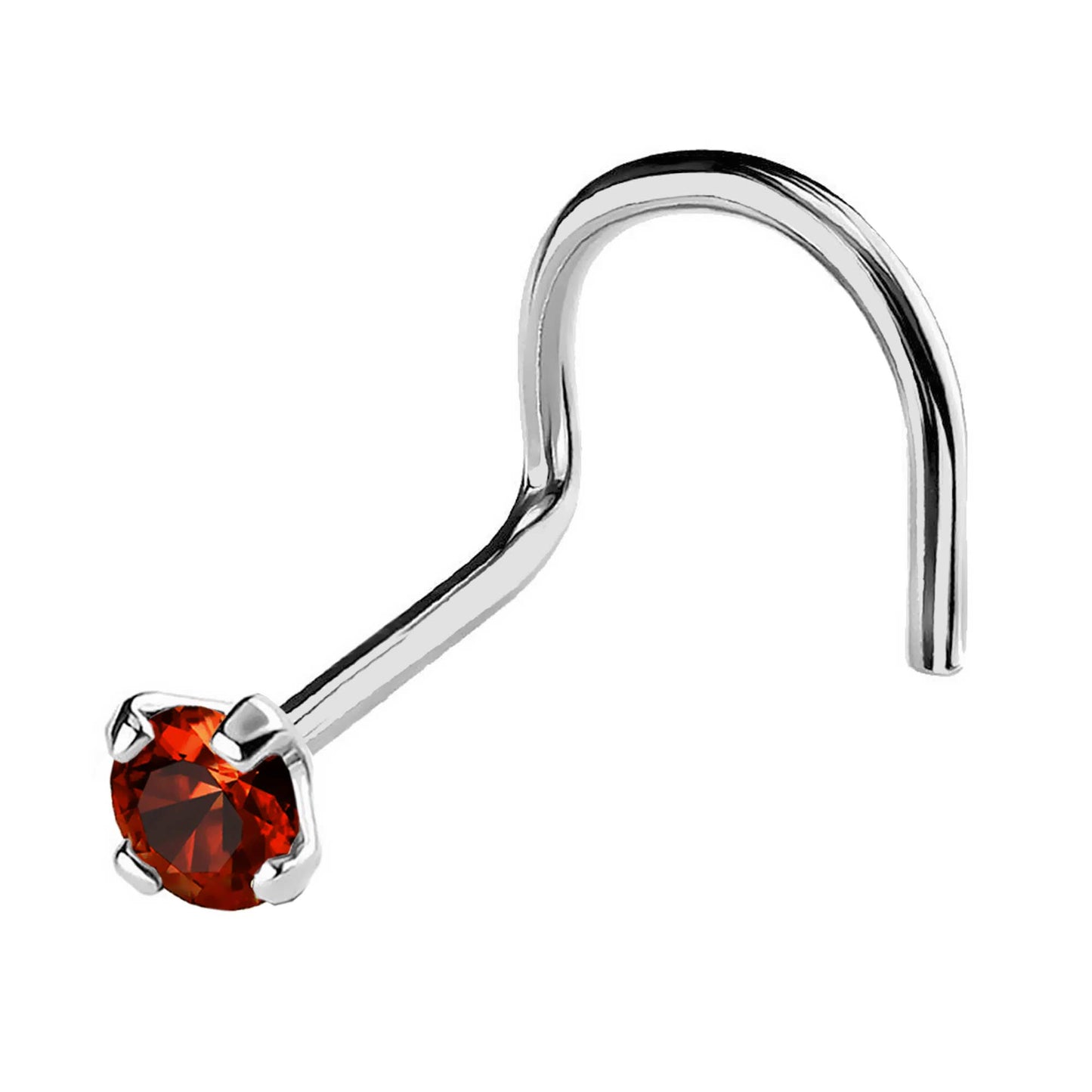 Jewelry Avalanche 22G 14K Gold Nose Screw Nose Stud with Garnet Gemstone