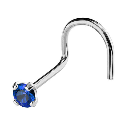 Jewelry Avalanche 22G 14K Gold Nose Screw Nose Stud with Blue Sapphire Gemstone