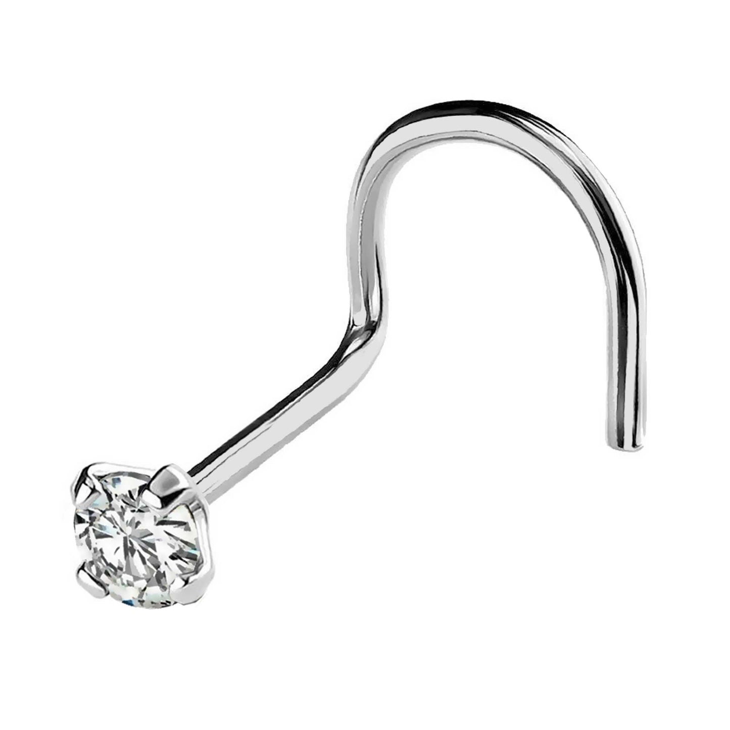 Jewelry Avalanche 22G 14K Gold Corkscrew Nose Stud with Diamond